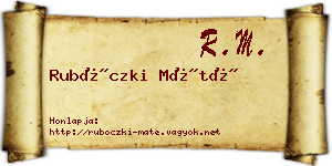 Rubóczki Máté névjegykártya