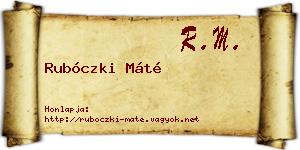 Rubóczki Máté névjegykártya